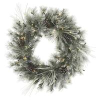 Vickerman 30" Artificial Frosted Creek Wreath 70 Clear Miniature Lights