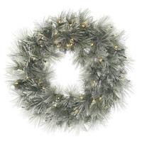 Vickerman 30" Artificial Flocked Walden Pine Wreath 70 Clear Miniature Lights