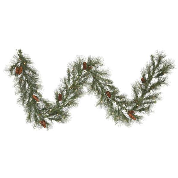 9' Artificial Nederland Mix Pine Garland with 100 Clear Dura-Lit® Miniature Lights