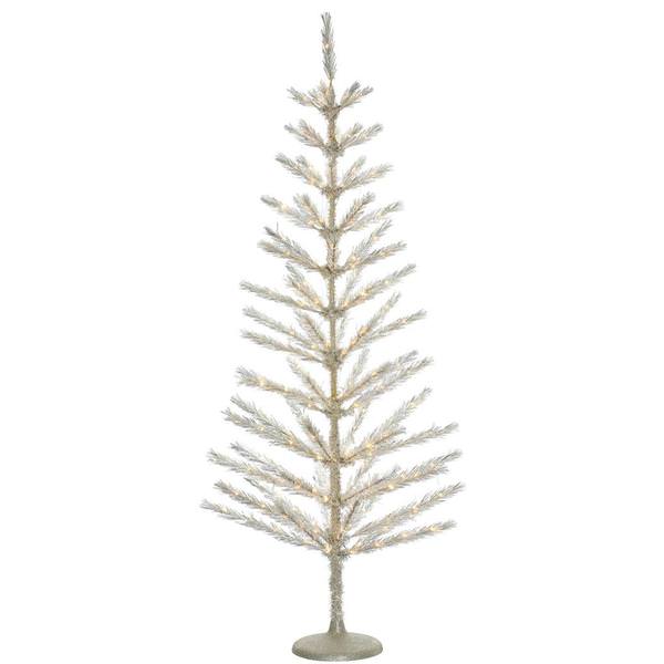 3' x 16" Champagne Feather Tree 64 Warm White LED Lights