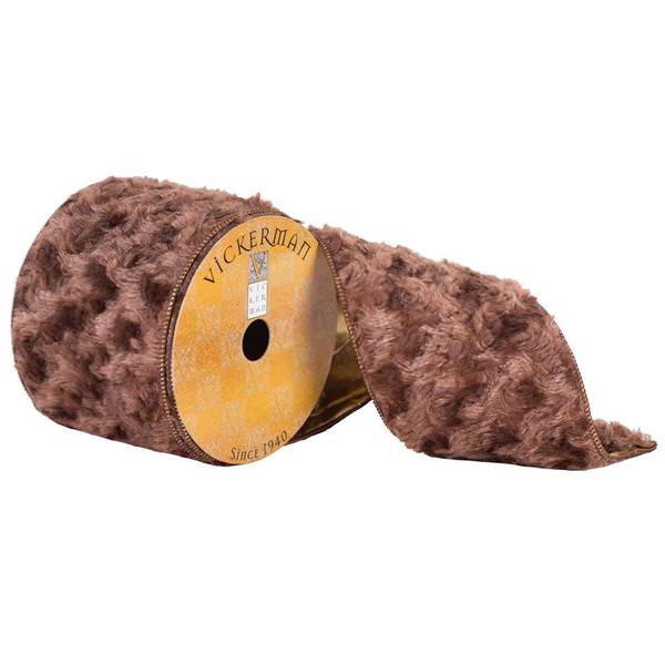 4" x 10yd Medium Brown Fur Ribbon