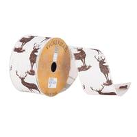 Vickerman 2.5" x 10yd Ivory/Brown Elk Print Ribbon