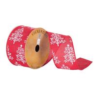 Vickerman 2.5" x 10yd Red/White Christmas Tree Print  Ribbon