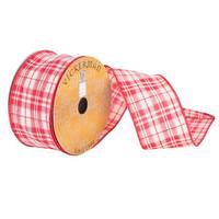 Vickerman 2.5" x 10yd Cream/Red Plaid Ribbon