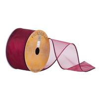 Vickerman 2.5" x 10yd Burgundy Sheer Wired Edge Ribbon