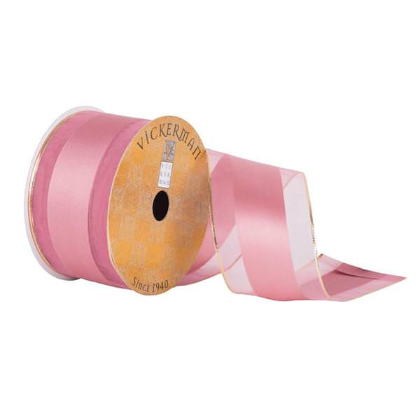 2.5" x 10yd Dusty Rose Satin/Sheer Ribbon