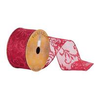 Vickerman 2.5" x 10yd Red Shiny Lace Ribbon