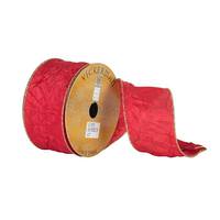 Vickerman 2.5" x 10yd Red Crush Gold Print Ribbon