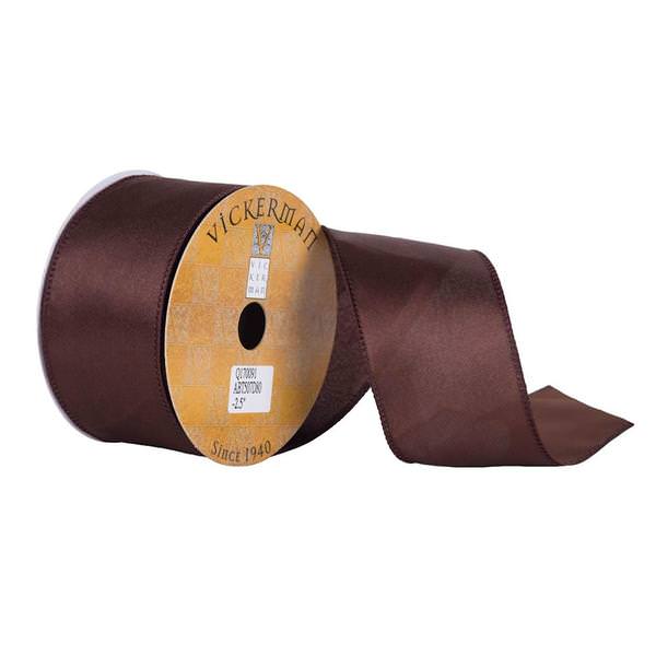 2.5" x 10yd Chocolate Satin Wired Edge Ribbon