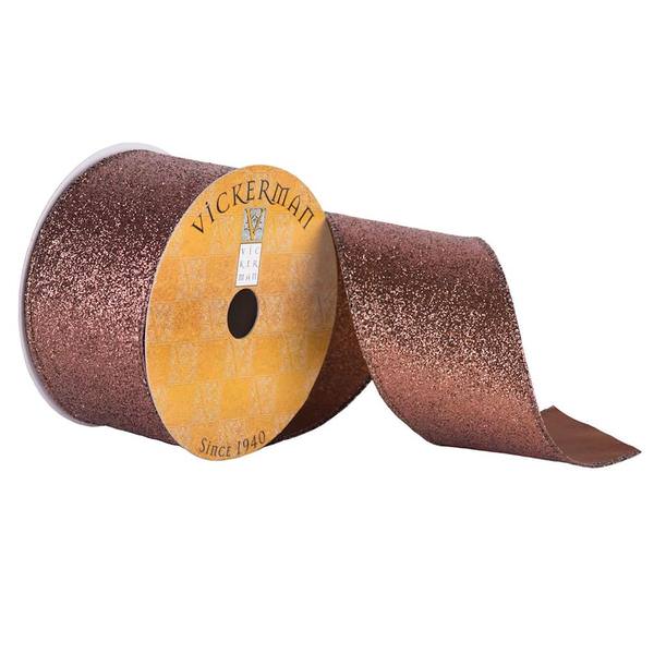 2.5" x 10yd Chocolate Glitter Ribbon