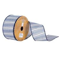 Vickerman 2.5" x 10yd Navy Blue/Ivory Stripe Ribbon