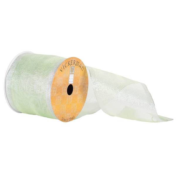 4" x 10yd Grass Green Sheer Shiny Ribbon