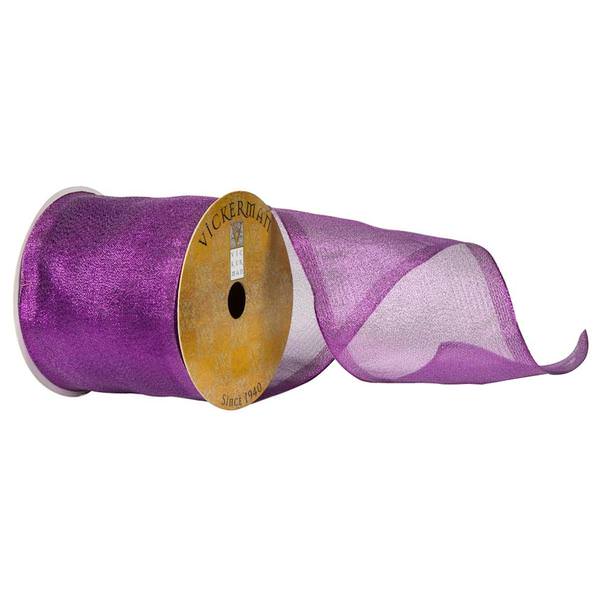 4" x 10yd Plum Shiny Wired Ribbon
