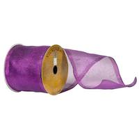 Vickerman 4" x 10yd Plum Shiny Wired Ribbon