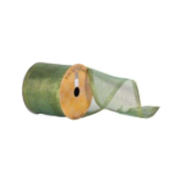 4" x 10yd Moss Green Shiny Wired Edge Ribbon