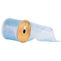 Vickerman 4" x 10yd Pale Blue Shiny Ribbon