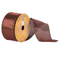 Vickerman 2.5" x 10yd Chocolate Shiny Wired Edge Ribbon