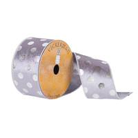 Vickerman 2.5" x 10yd Grey Velvet Silver Dot Ribbon