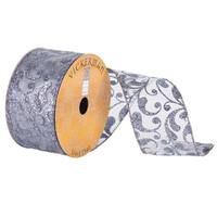 Vickerman 2.5" x 10yd Silver Sheer Glitter Swirl Ribbon