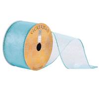 Vickerman 2.5" x 10yd Aqua Sheer Glitter Wired Edge Ribbon