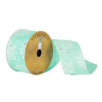 Vickerman 2.5" x 10yd Aqua with White Glitter Snowflake Ribbon