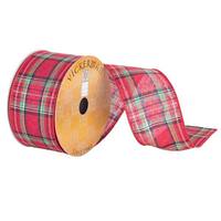 Vickerman 2.5" x 10yd Red/Green/Blue/Gold Plaid Wired Edge Ribbon