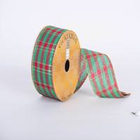 Vickerman 2.5" x 10yd Red/Green/Gold Plaid Wired Edge Ribbon