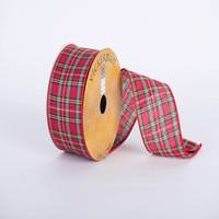Vickerman 2.5" x 10yd Red/Green/Yellow Plaid Wired Edge Ribbon