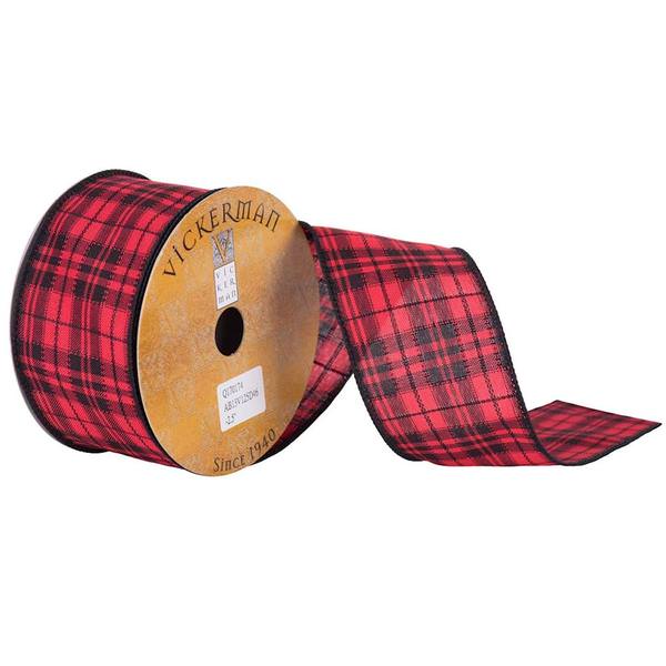 2.5" x 10yd Black/Red Plaid Ribbon