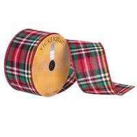 Vickerman 2.5" x 10yd Red/White/Black/Green Plaid Ribbon