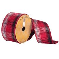 Vickerman 2.5" x 10yd Red/Black/Grey Plaid Ribbon
