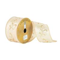 Vickerman 2.5" x 10yd Gold Satin Glitter Swirl Ribbon