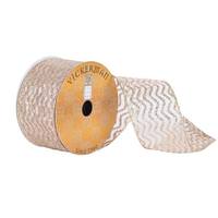 Vickerman 2.5" x 10yd Champagne Sheer Glitter Chevron Ribbon