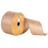 Vickerman 2.5" x 10yd Gold Satin Glitter Swirl Ribbon