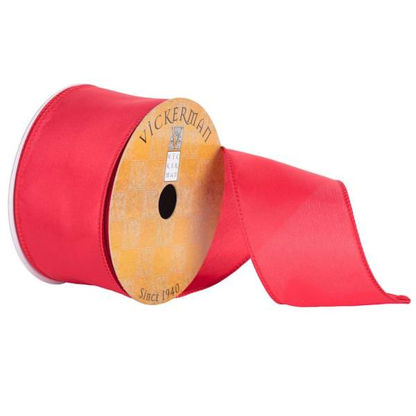 2.5" x 10yd Red Satin Wired Edge Ribbon