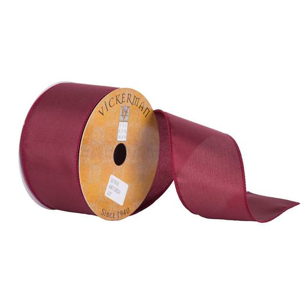 2.5" x 10yd Burgundy Satin Wired Edge Ribbon