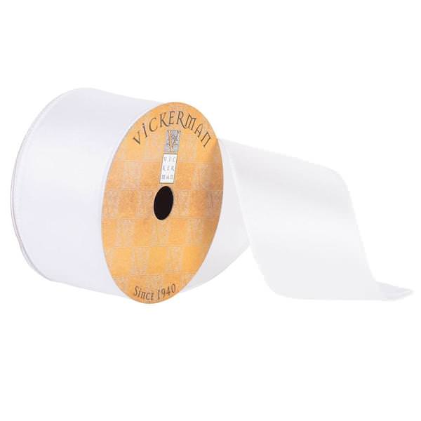 2.5" x 10yd White Satin Wired Edge Ribbon