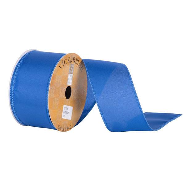 2.5" x 10yd Navy Satin Wired Edge Ribbon