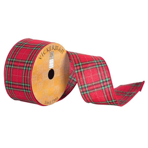 2.5" x 10yd Red/Green Flannel Plaid Ribbon