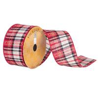 Vickerman 2.5" x 10yd Red/Ivory/Tan Plaid Ribbon