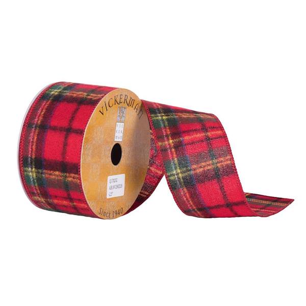 2.5" x 10yd Red/Green Flannel Plaid Ribbon