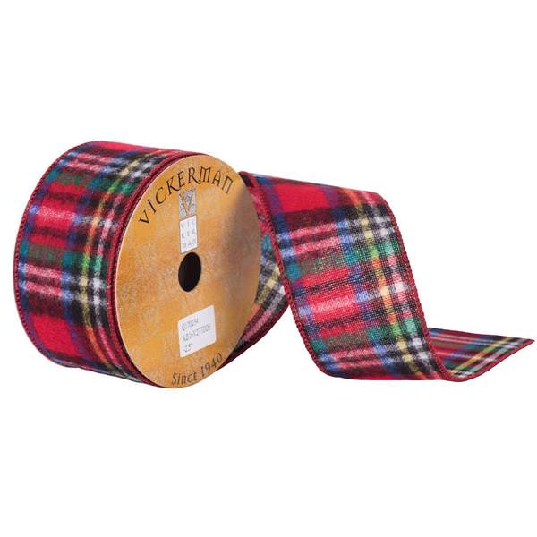 2.5" x 10yd Red/Green/Blue Flannel Plaid Ribbon