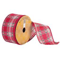 Vickerman 2.5" x 10yd Red/Tan/Green Plaid Ribbon
