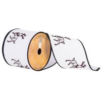 Vickerman 4" x 10yd Tan/White Embroidered Reindeer Ribbon