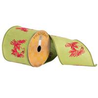 Vickerman 4" x 10yd Red/Green Embroidered Cardinal Ribbon