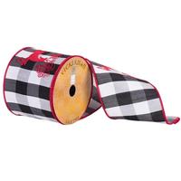 Vickerman 4" x 10yd Red/White/Black Embroidered Ribbon