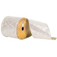 Vickerman 4" x 10yd Ivory Metallic Ribbon