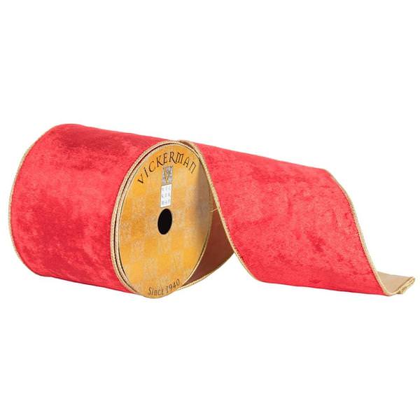 4" x 10yd Red Plush Velvet Ribbon