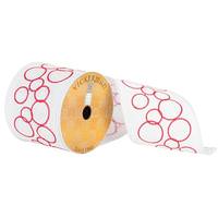Vickerman 4" x 10yd White/Red Circle Pattern Ribbon