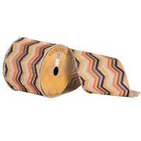 Vickerman 4" x 10yd Orange/Brown/Yellow Embroidered Ribbon